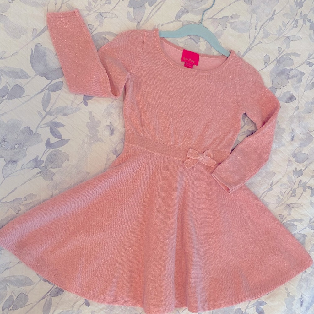 Lilly Pulitzer Girls Carynn Pink Knit Dress S(4-5)